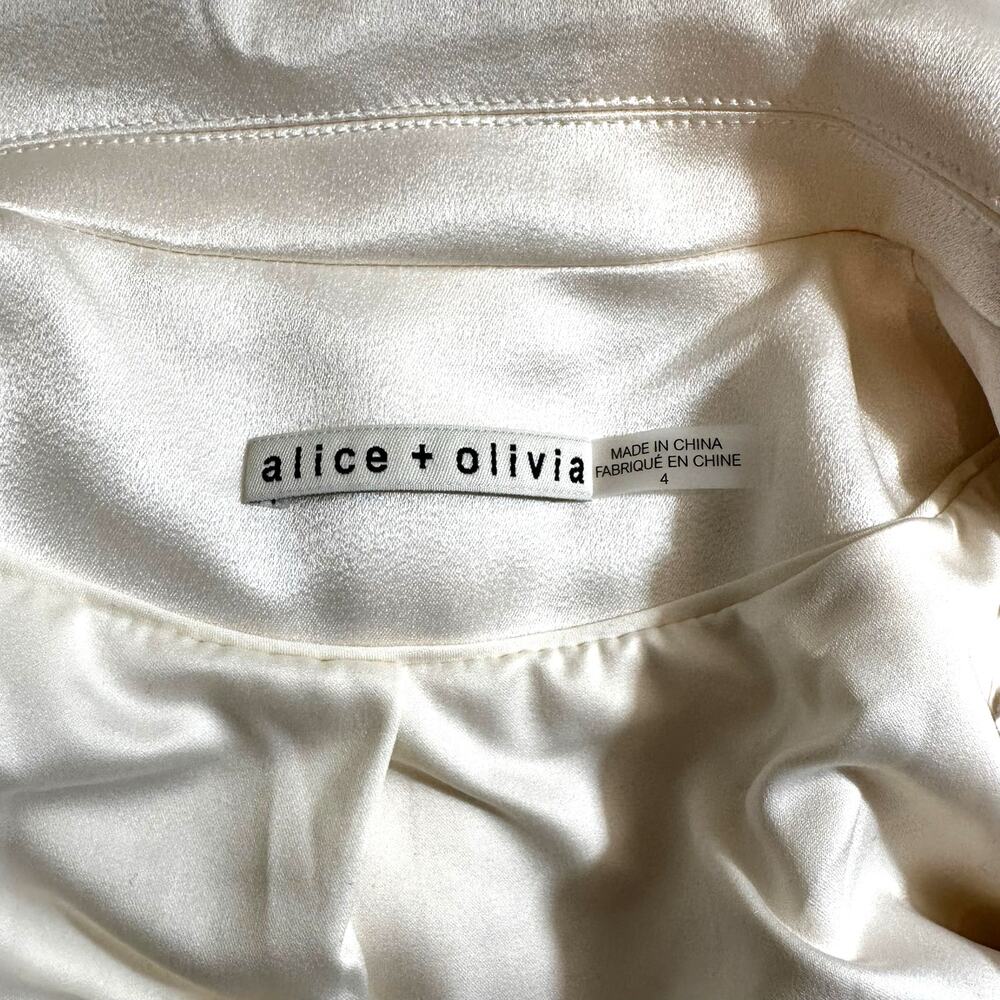 Alice + Olivia New Womens Denny Satin Boyfriend Single Breasted Blazer Ecru 4 - Picture 8 of 10